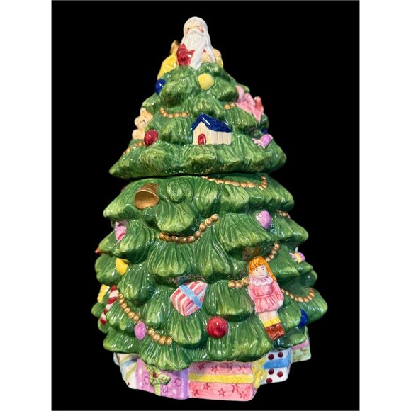 Spode 13” Christmas Tree Sculpted Cookie Jar Toys Around The Tree Vintage